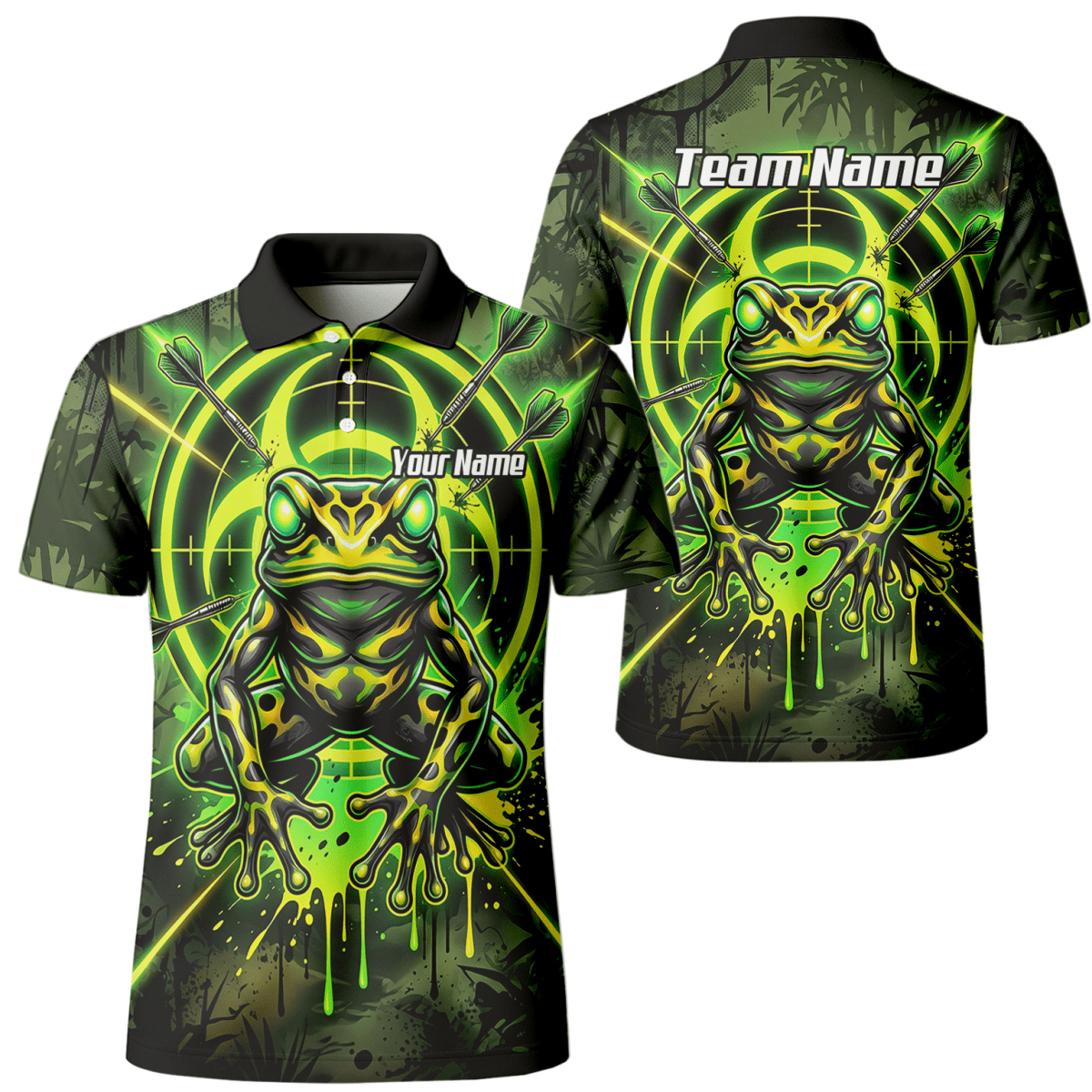Dart Trikot Herren – Design Giftfrosch & Zielscheibe Neon Grün N6854 - Outfitsuche