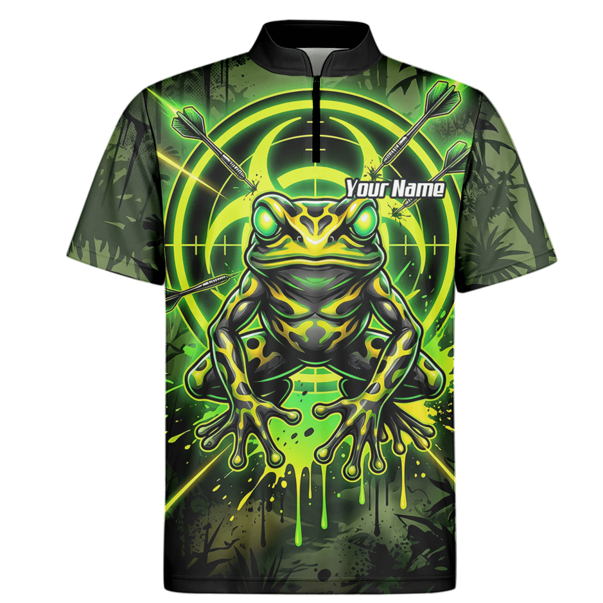 Dart Trikot Herren – Design Giftfrosch & Zielscheibe Neon Grün N6854 - Outfitsuche