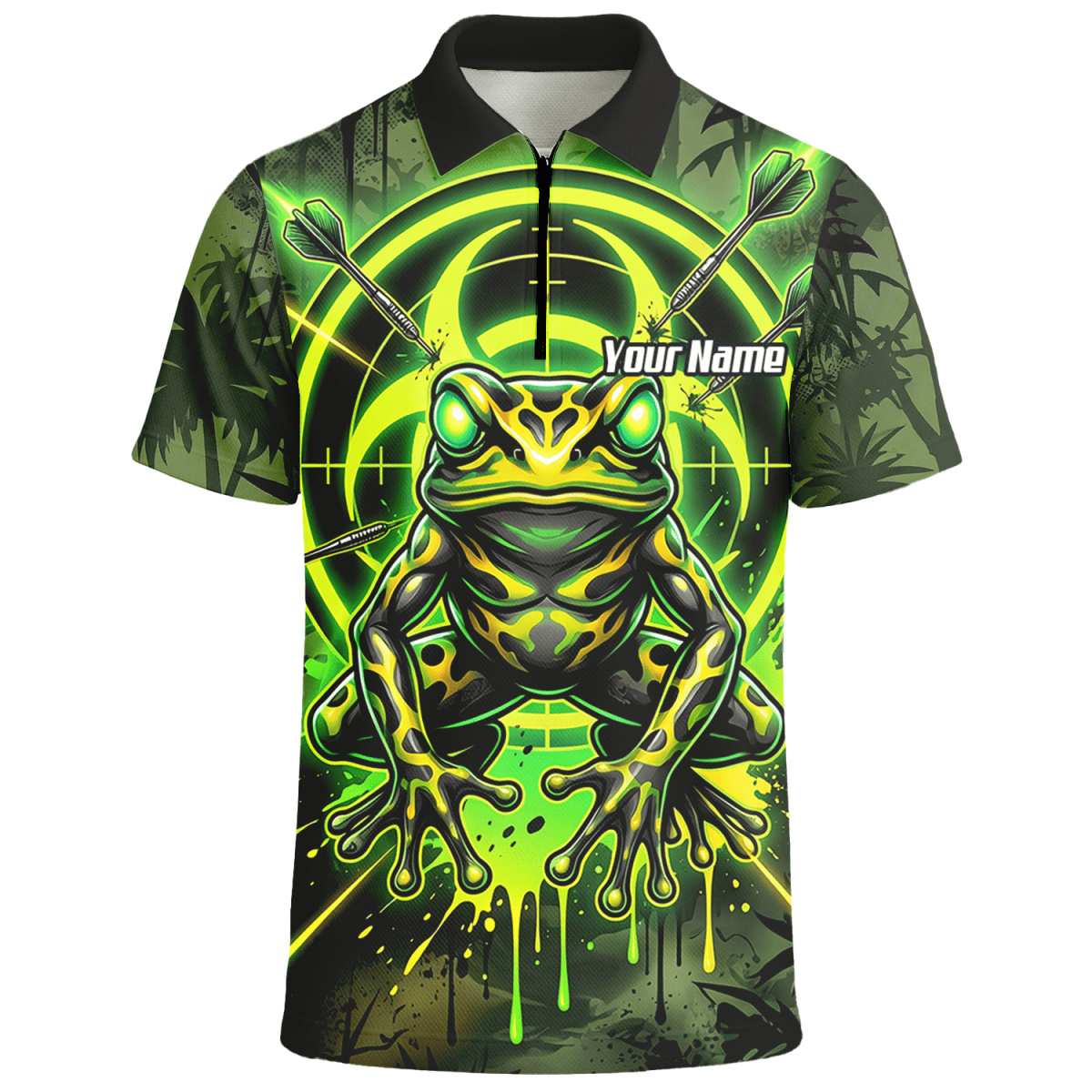 Dart Trikot Herren – Design Giftfrosch & Zielscheibe Neon Grün N6854 - Outfitsuche