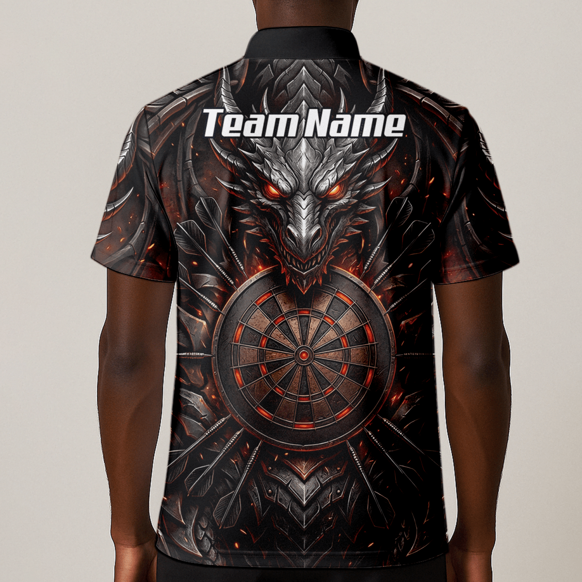 Dart Trikot Herren – Drachen & Dartboard Motiv, Schwarz - Rot J1144 - Outfitsuche