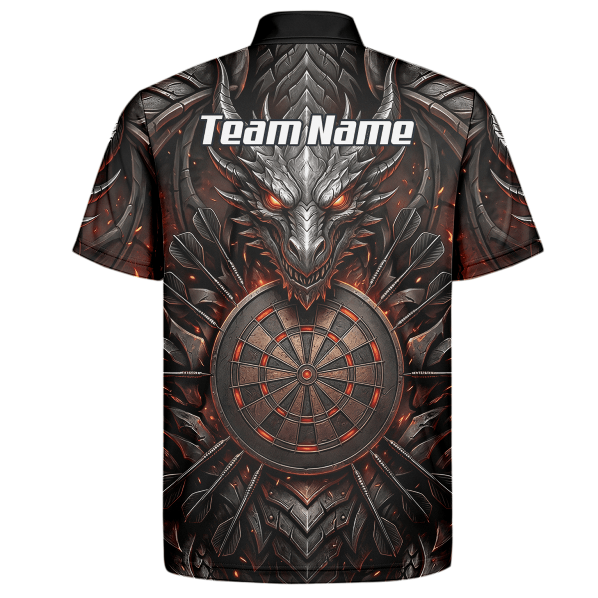 Dart Trikot Herren – Drachen & Dartboard Motiv, Schwarz - Rot J1144 - Outfitsuche