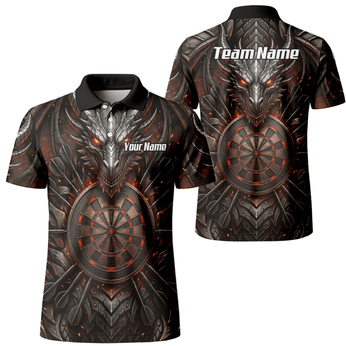 Dart Trikot Herren – Drachen & Dartboard Motiv, Schwarz - Rot J1144 - Outfitsuche