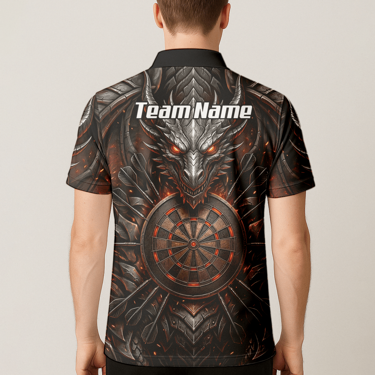 Dart Trikot Herren – Drachen & Dartboard Motiv, Schwarz - Rot J1144 - Outfitsuche