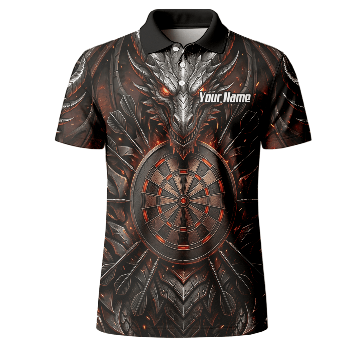 Dart Trikot Herren – Drachen & Dartboard Motiv, Schwarz - Rot J1144 - Outfitsuche