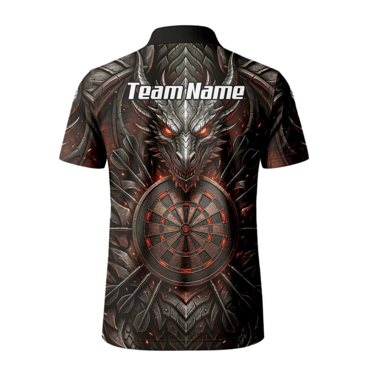 Dart Trikot Herren – Drachen & Dartboard Motiv, Schwarz - Rot J1144 - Outfitsuche