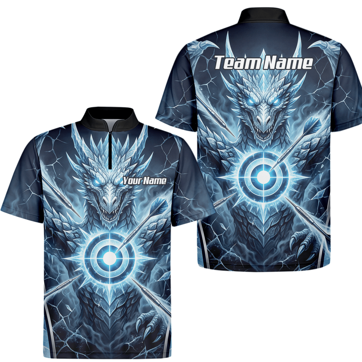 Dart Trikot Herren – Eisdrache Design Blau Personalisierbar G6897 - Outfitsuche