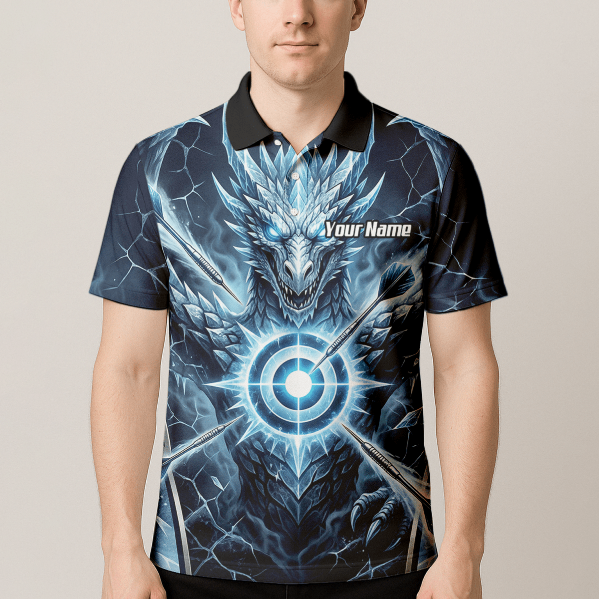 Dart Trikot Herren – Eisdrache Design Blau Personalisierbar G6897 - Outfitsuche