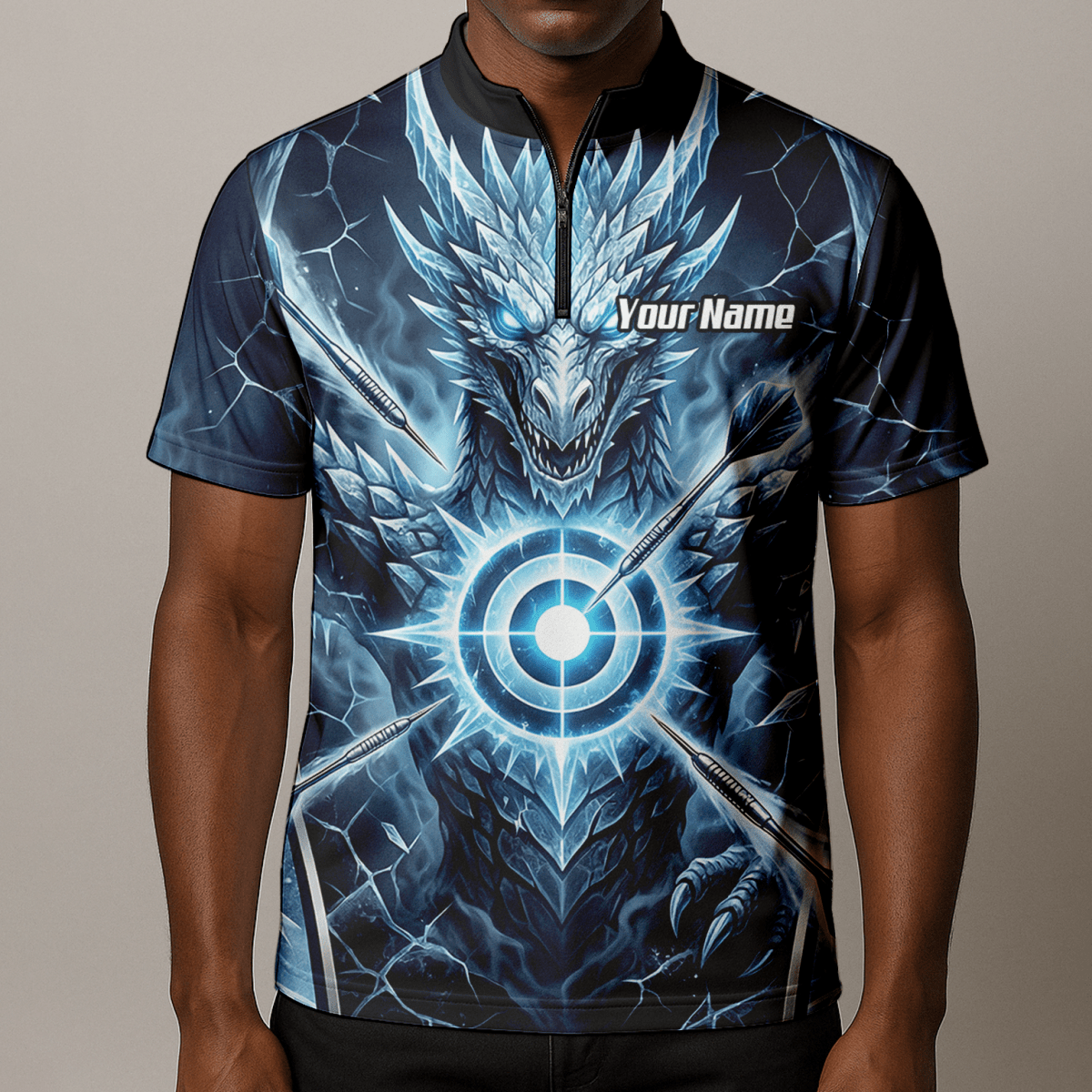 Dart Trikot Herren – Eisdrache Design Blau Personalisierbar G6897 - Outfitsuche