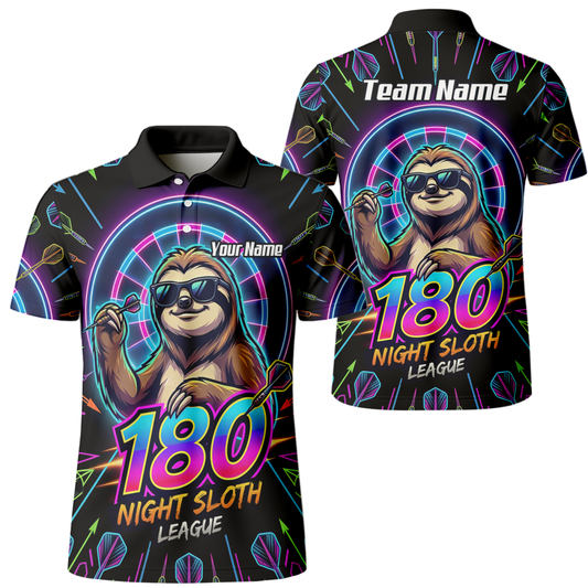 Dart Trikot Herren – Faultier 180 Night Sloth Neon Design Schwarz I5226 - Outfitsuche