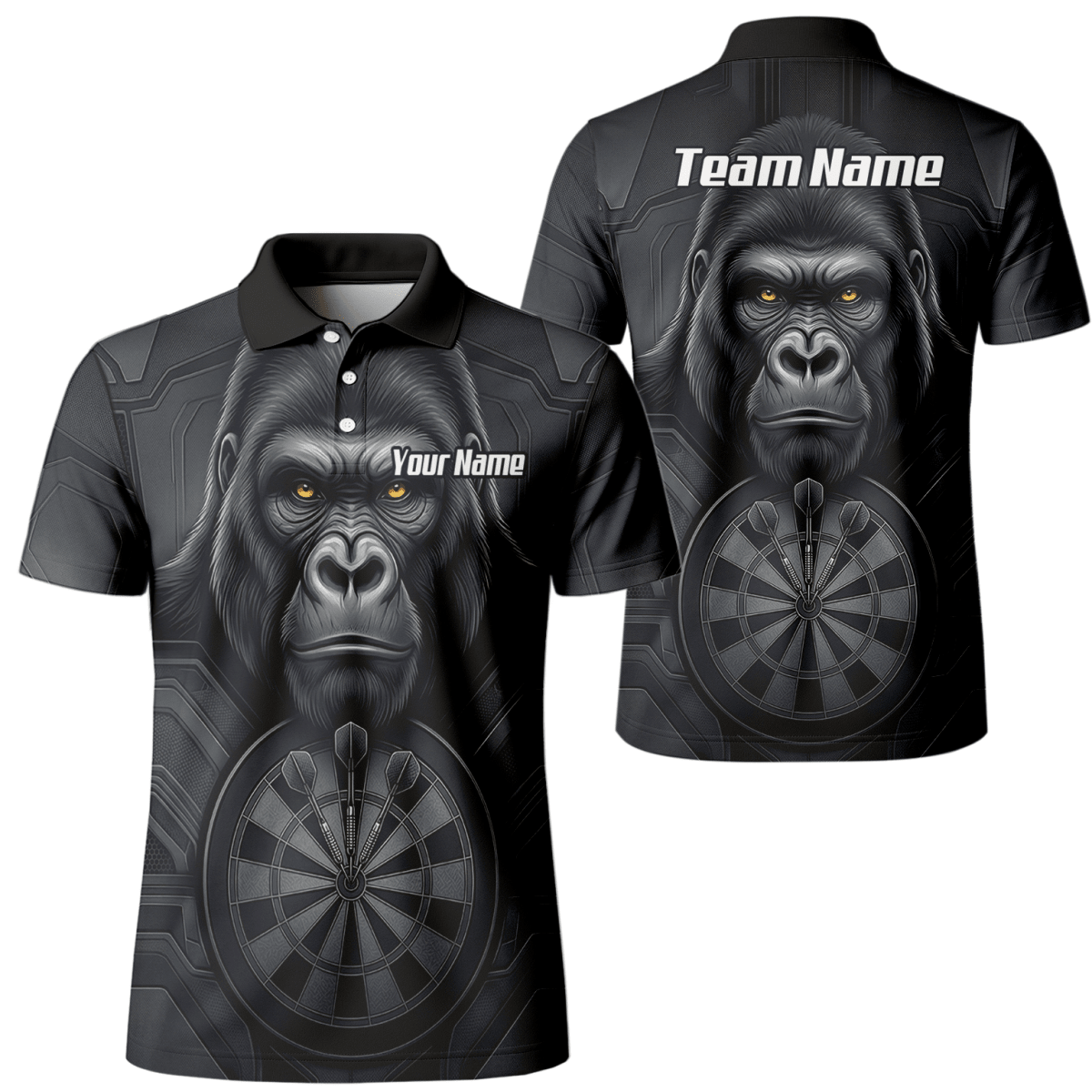 Dart Trikot Herren – Gorilla Motiv Schwarz & Anthrazit Personalisierbar M1900 - Outfitsuche
