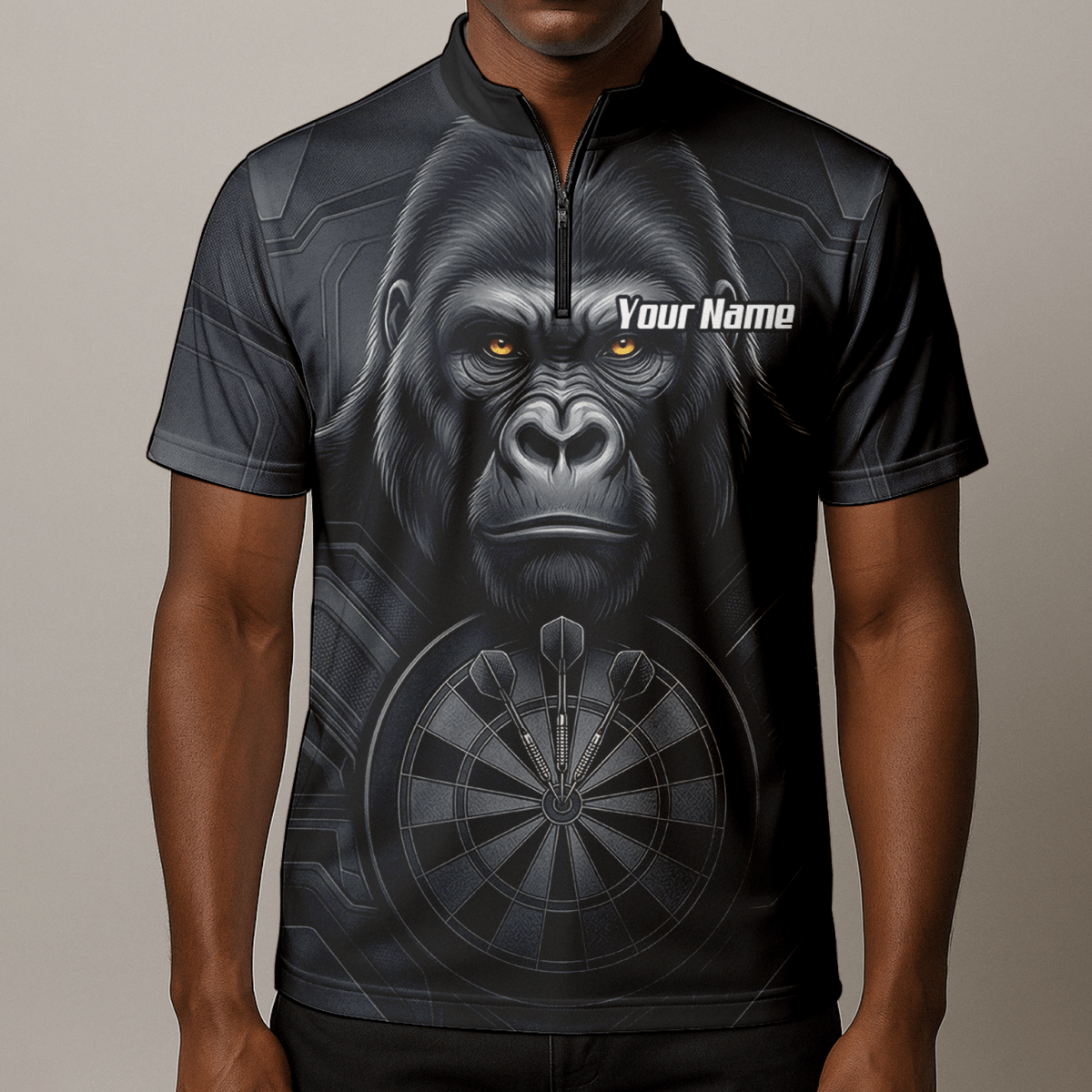 Dart Trikot Herren – Gorilla Motiv Schwarz & Anthrazit Personalisierbar M1900 - Outfitsuche