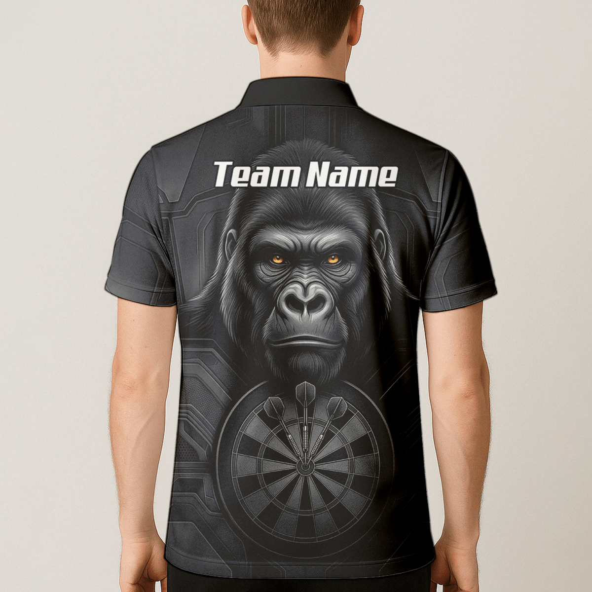 Dart Trikot Herren – Gorilla Motiv Schwarz & Anthrazit Personalisierbar M1900 - Outfitsuche