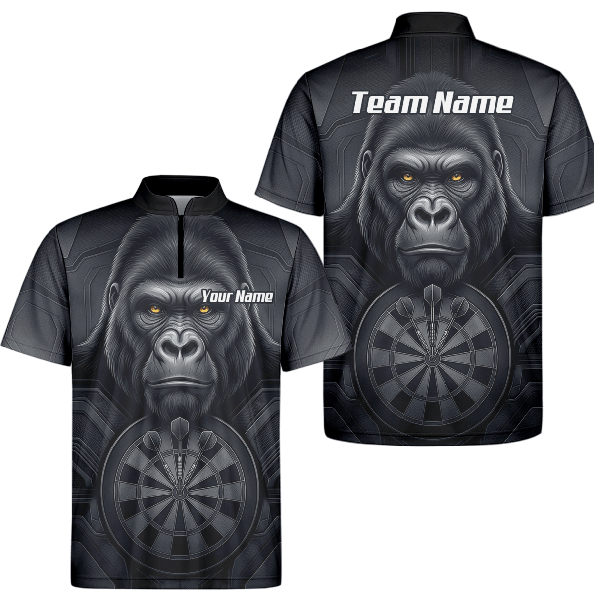 Dart Trikot Herren – Gorilla Motiv Schwarz & Anthrazit Personalisierbar M1900 - Outfitsuche