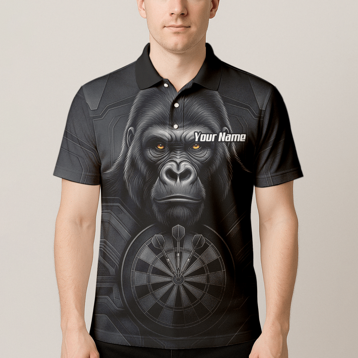 Dart Trikot Herren – Gorilla Motiv Schwarz & Anthrazit Personalisierbar M1900 - Outfitsuche