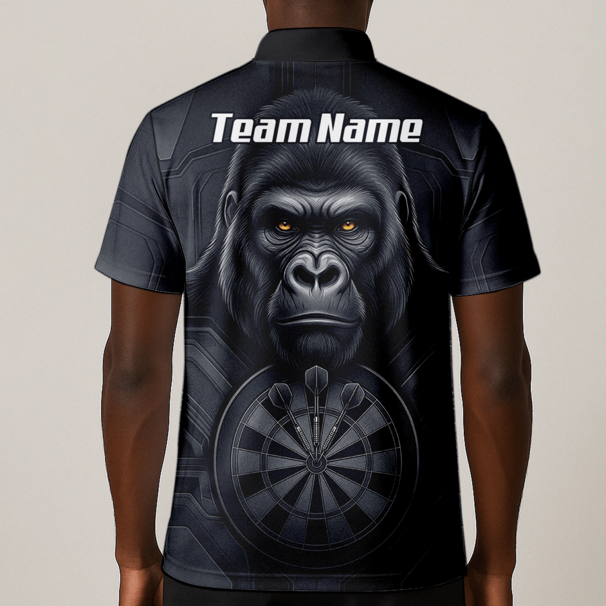 Dart Trikot Herren – Gorilla Motiv Schwarz & Anthrazit Personalisierbar M1900 - Outfitsuche