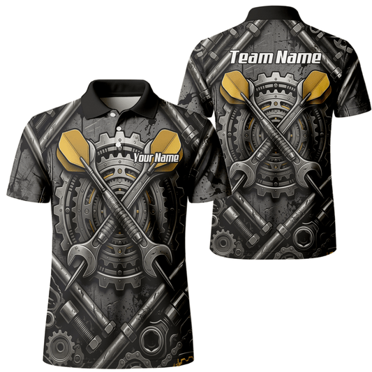 Dart Trikot Herren – Industrial Mechanik Zahnrad Design Schwarz Gold A4038 - Outfitsuche