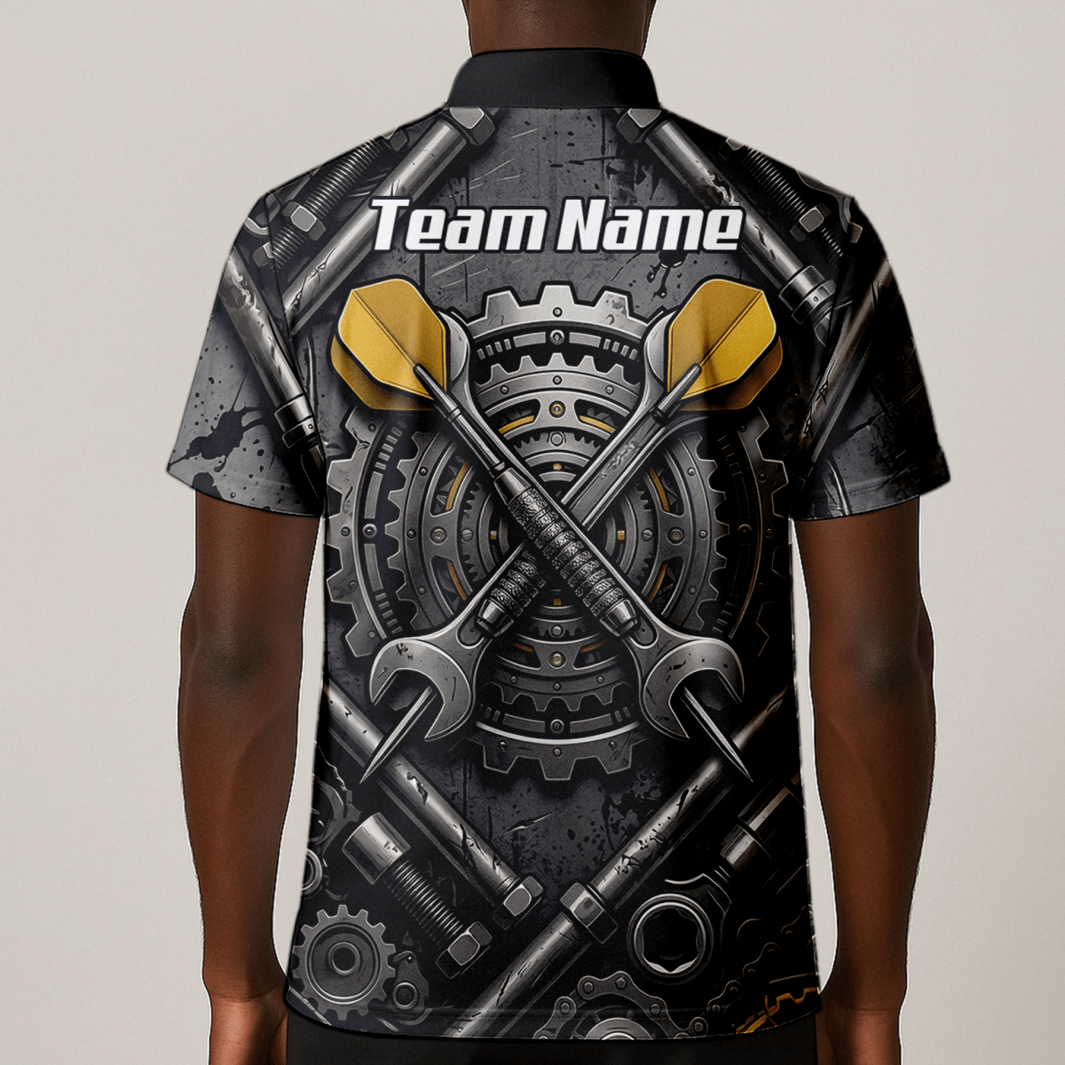 Dart Trikot Herren – Industrial Mechanik Zahnrad Design Schwarz Gold A4038 - Outfitsuche
