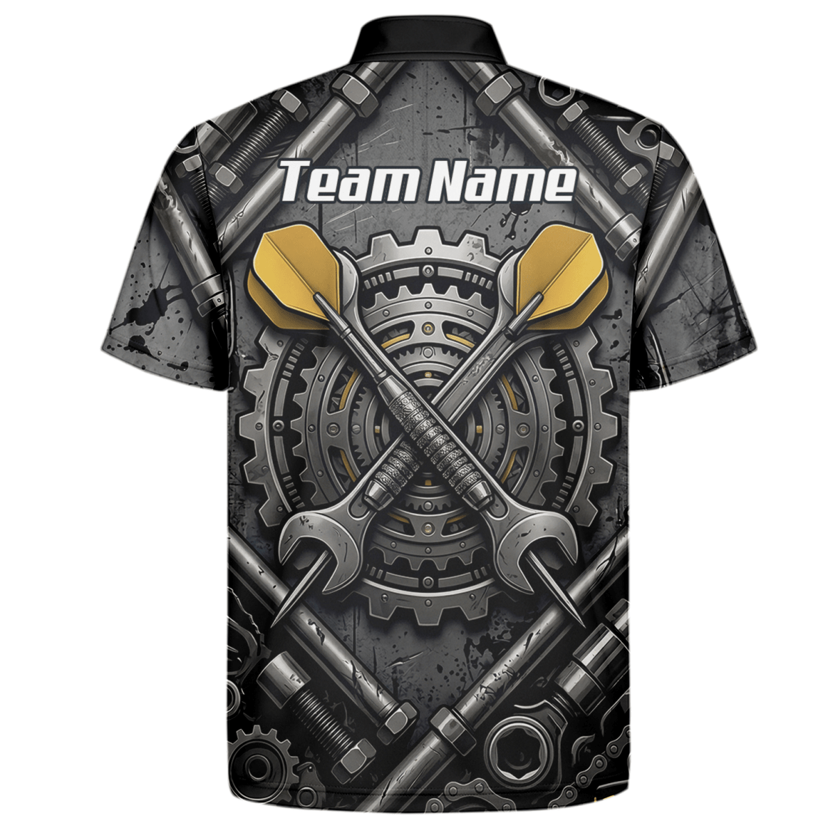 Dart Trikot Herren – Industrial Mechanik Zahnrad Design Schwarz Gold A4038 - Outfitsuche
