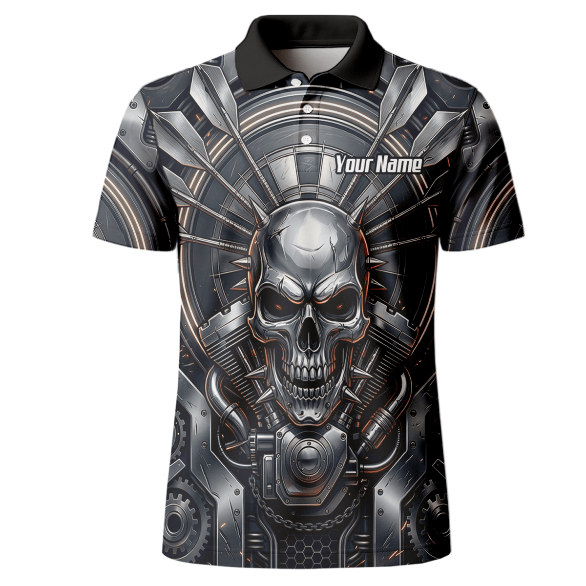Dart Trikot Herren – Industrial Totenkopf Design in Schwarz & Silber M6840 - Outfitsuche