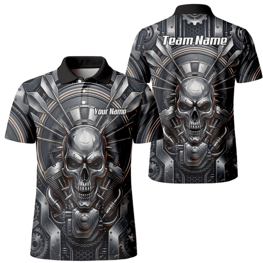 Dart Trikot Herren – Industrial Totenkopf Design in Schwarz & Silber M6840 - Outfitsuche