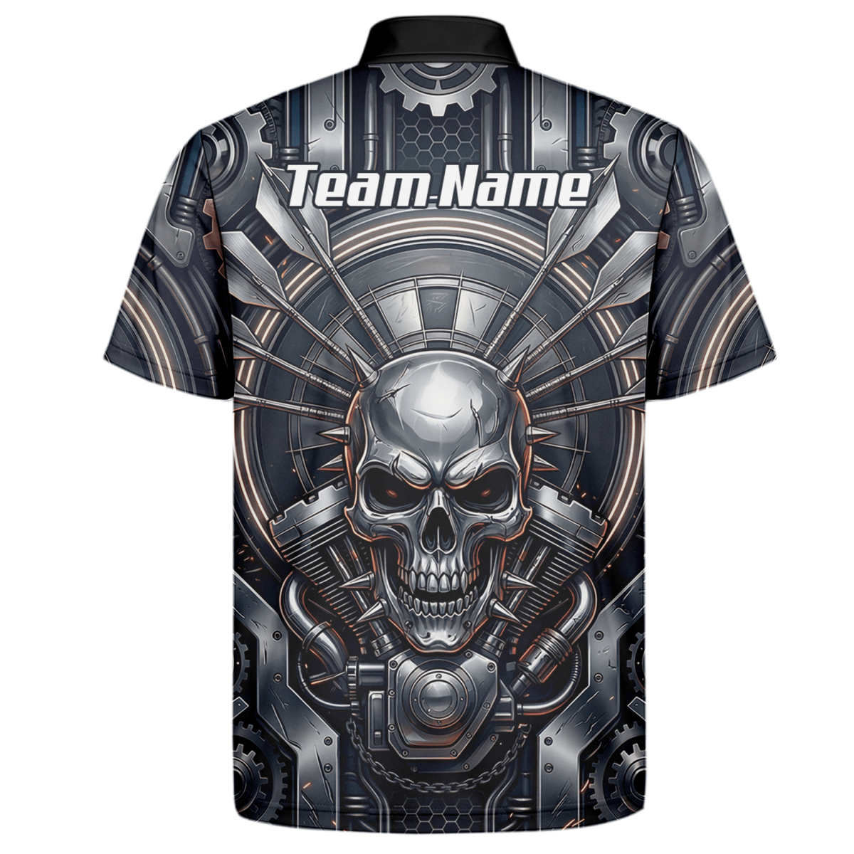 Dart Trikot Herren – Industrial Totenkopf Design in Schwarz & Silber M6840 - Outfitsuche