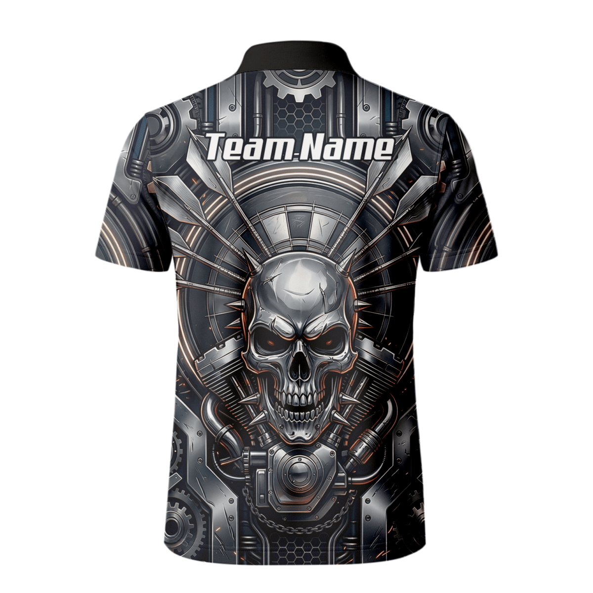 Dart Trikot Herren – Industrial Totenkopf Design in Schwarz & Silber M6840 - Outfitsuche