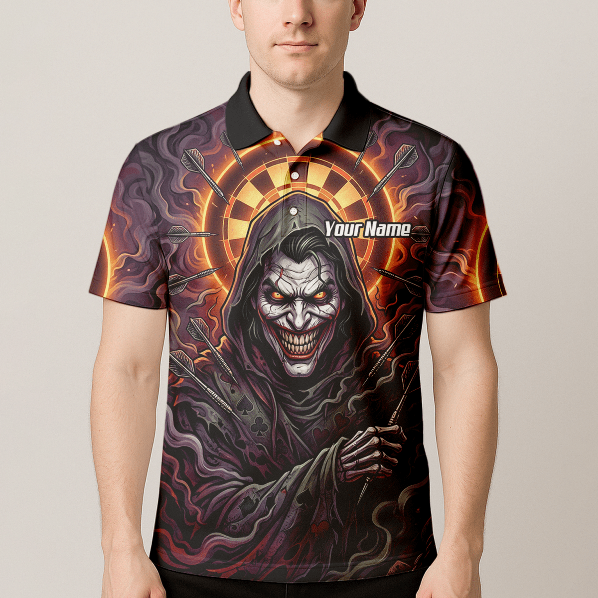 Dart Trikot Herren – Joker Motiv Personalisierbar Lila Schwarz E6621 - Outfitsuche