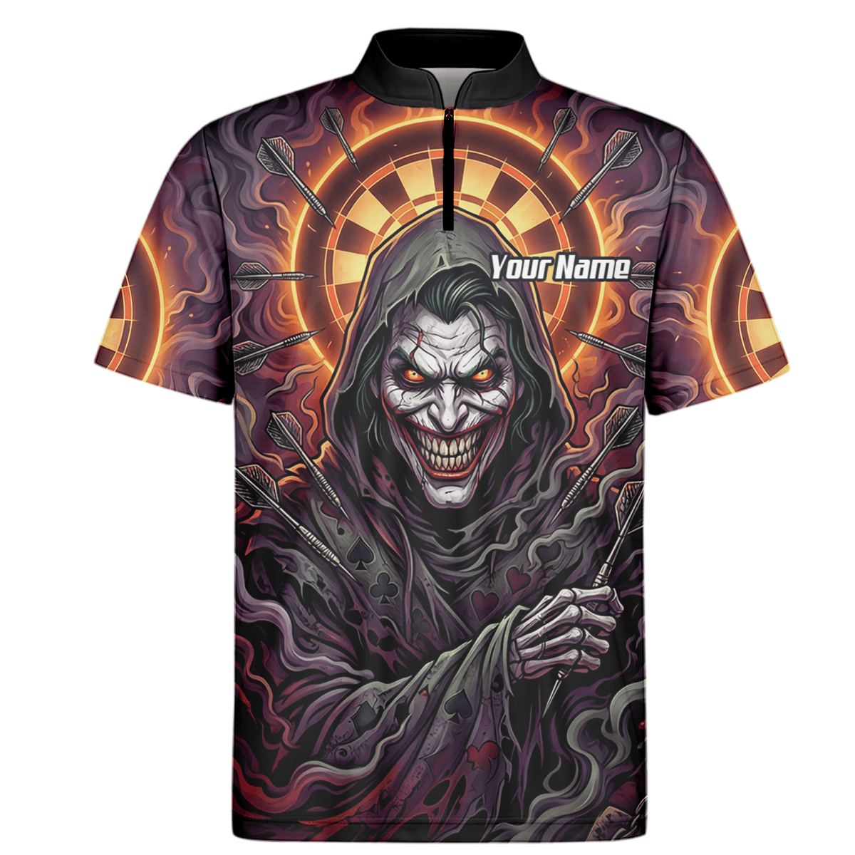 Dart Trikot Herren – Joker Motiv Personalisierbar Lila Schwarz E6621 - Outfitsuche
