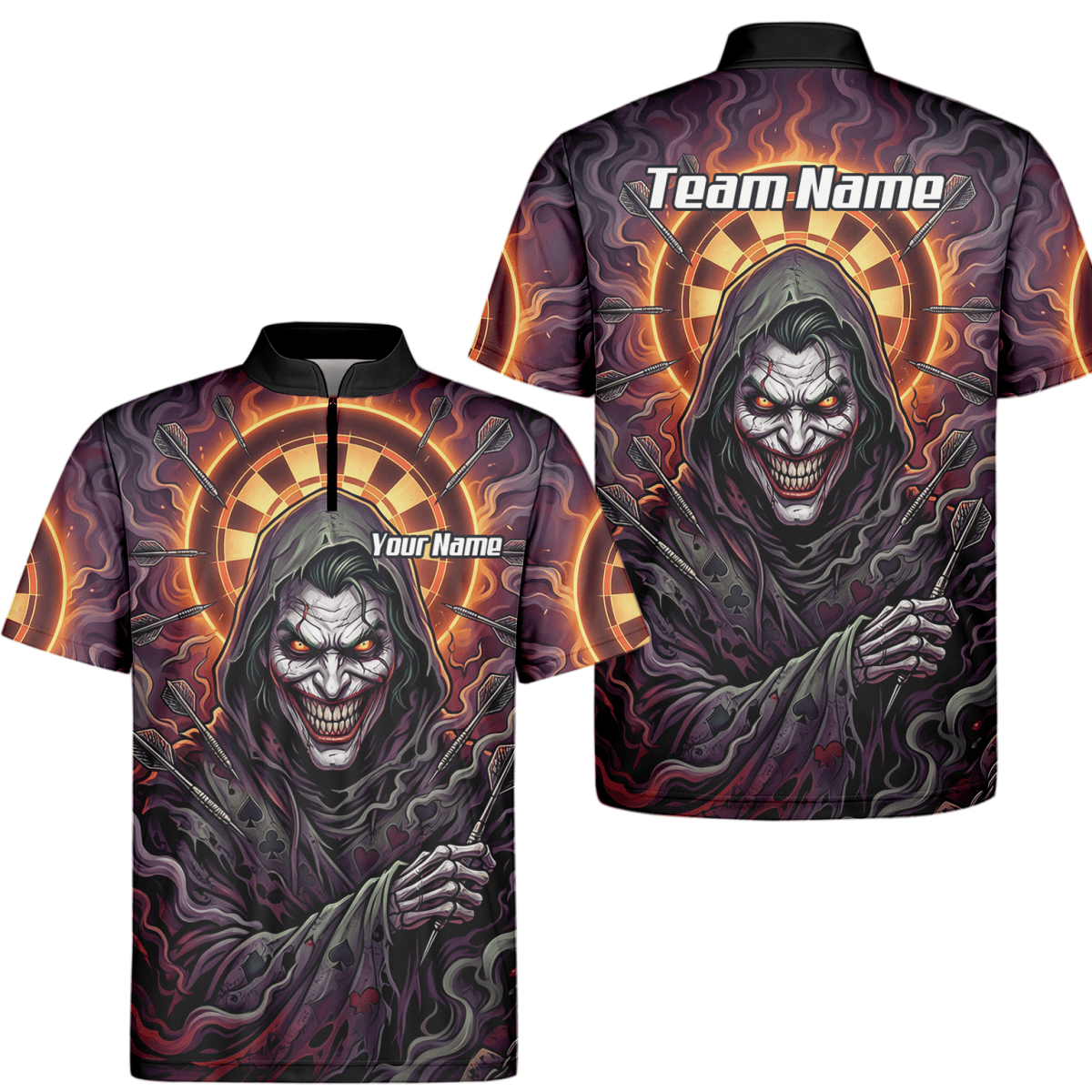 Dart Trikot Herren – Joker Motiv Personalisierbar Lila Schwarz E6621 - Outfitsuche