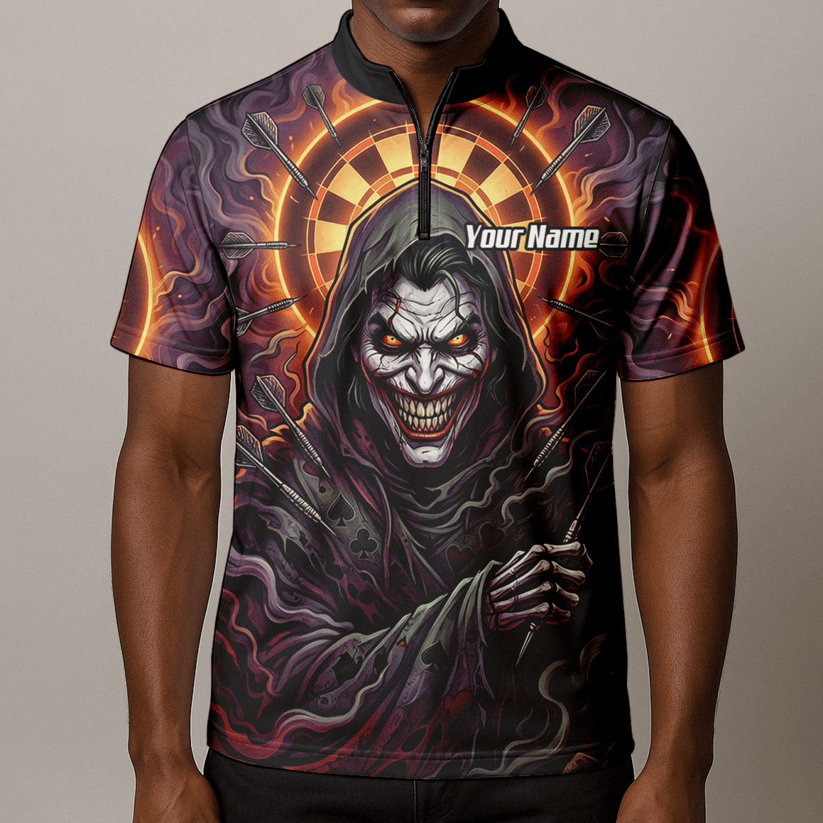 Dart Trikot Herren – Joker Motiv Personalisierbar Lila Schwarz E6621 - Outfitsuche