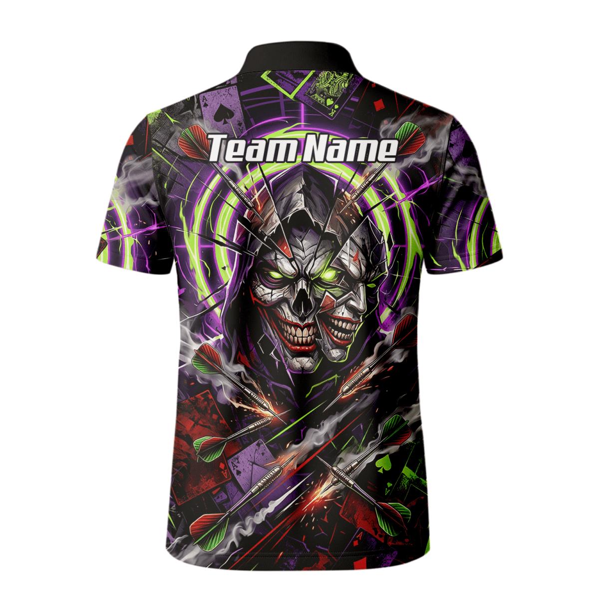 Dart Trikot Herren – Joker Totenkopf Neon Grün Violett Personalisierbar B1668 - Outfitsuche