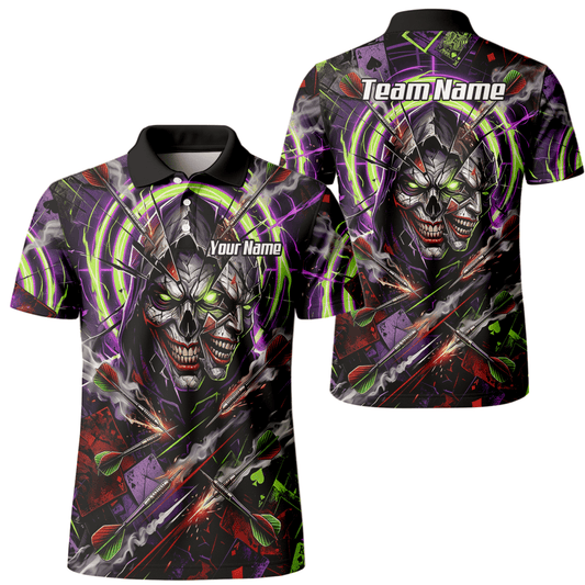 Dart Trikot Herren – Joker Totenkopf Neon Grün Violett Personalisierbar B1668 - Outfitsuche