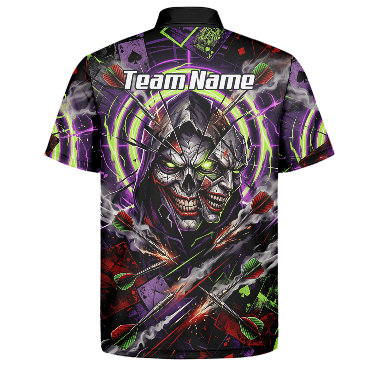 Dart Trikot Herren – Joker Totenkopf Neon Grün Violett Personalisierbar B1668 - Outfitsuche
