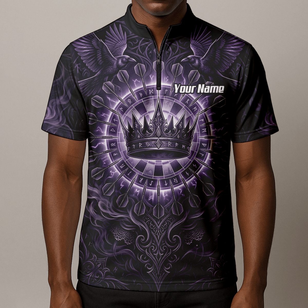 Dart Trikot Herren – Krone & Raben Design Lila Schwarz C8212 - Outfitsuche
