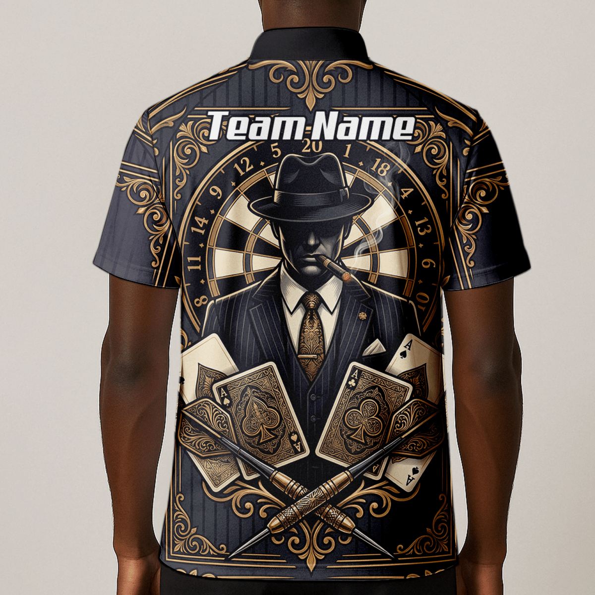 Dart Trikot Herren – Mafia Gentleman Poker Design Schwarz Gold A7182 - Outfitsuche