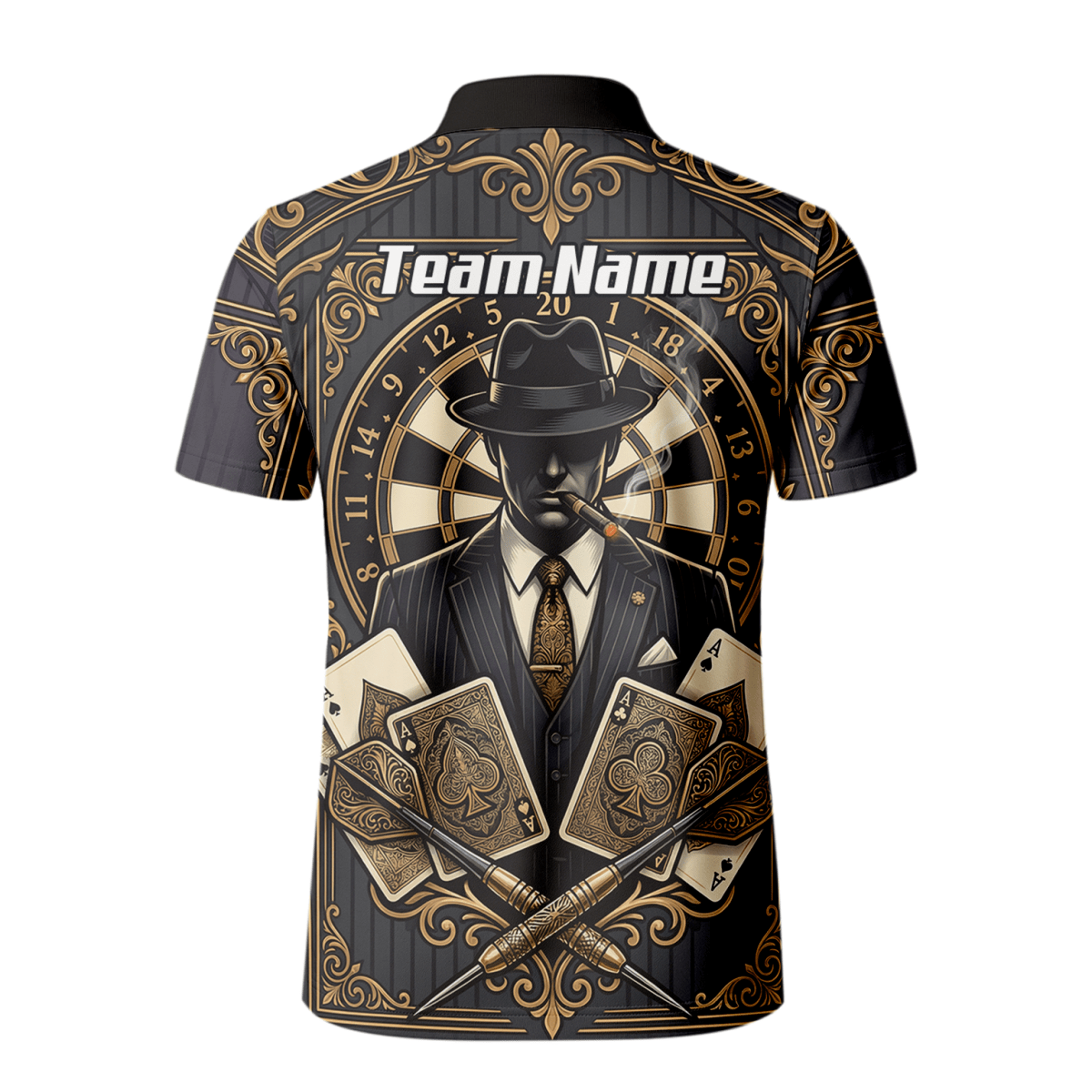 Dart Trikot Herren – Mafia Gentleman Poker Design Schwarz Gold A7182 - Outfitsuche