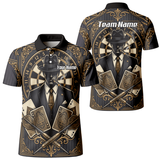 Dart Trikot Herren – Mafia Gentleman Poker Design Schwarz Gold A7182 - Outfitsuche