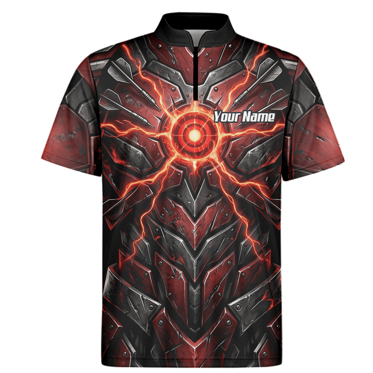 Dart Trikot Herren – Mech - Rüstung Rot Schwarz, Personalisierbar A9366 - Outfitsuche
