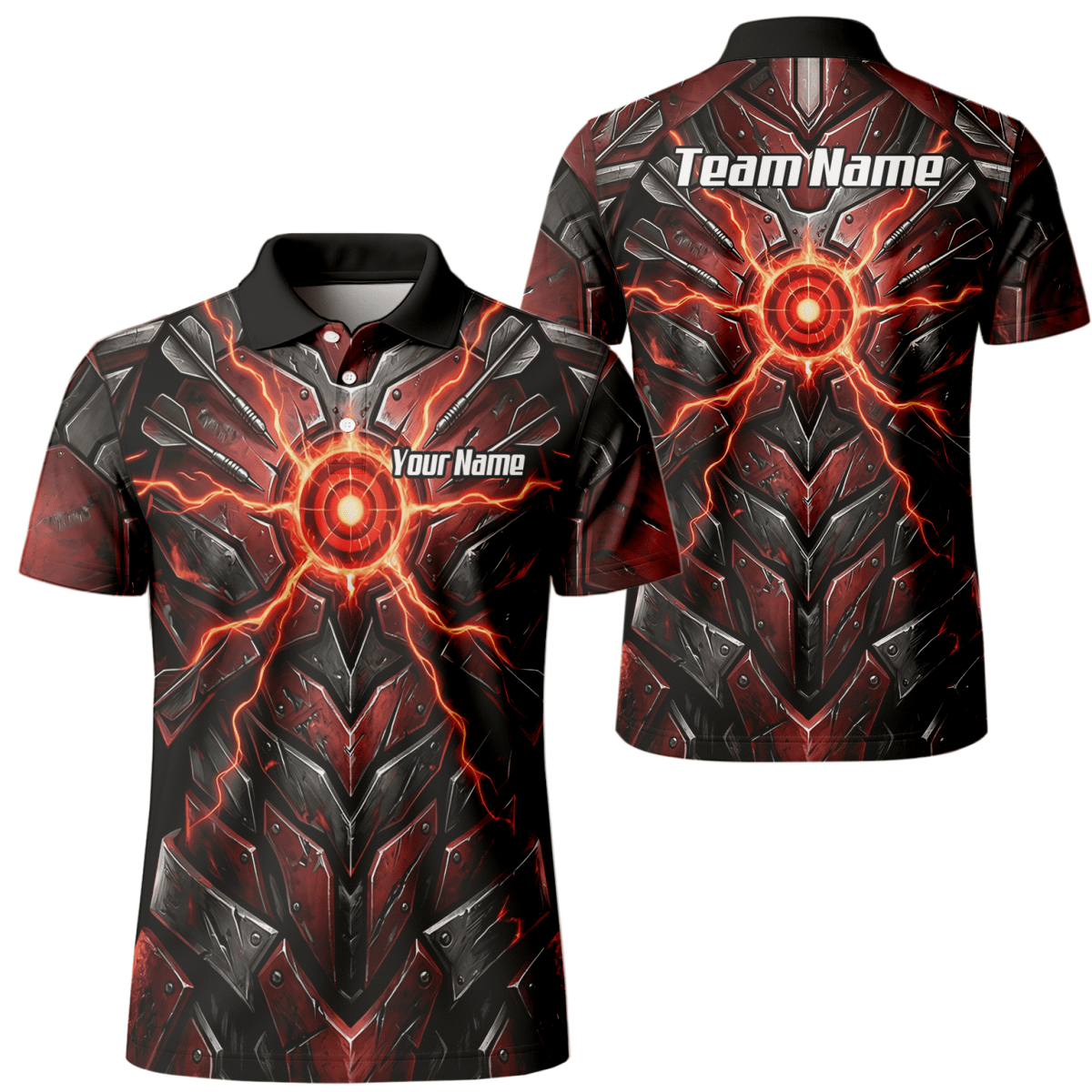 Dart Trikot Herren – Mech - Rüstung Rot Schwarz, Personalisierbar A9366 - Outfitsuche