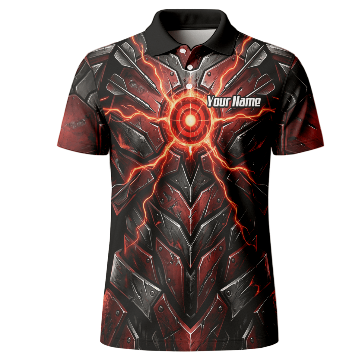 Dart Trikot Herren – Mech - Rüstung Rot Schwarz, Personalisierbar A9366 - Outfitsuche