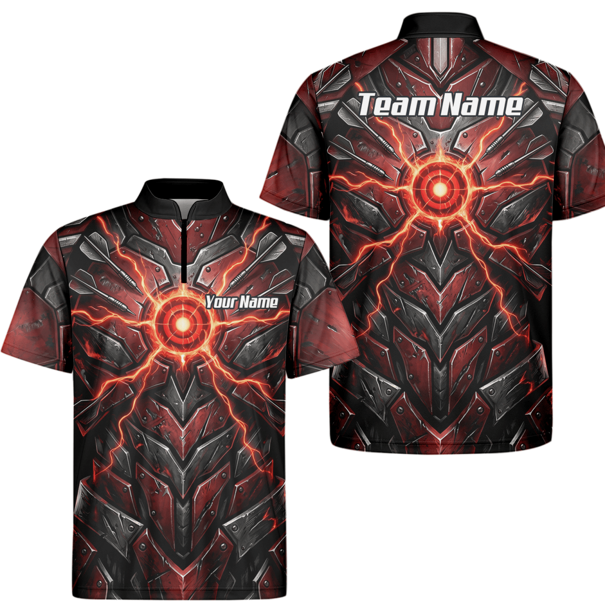 Dart Trikot Herren – Mech - Rüstung Rot Schwarz, Personalisierbar A9366 - Outfitsuche
