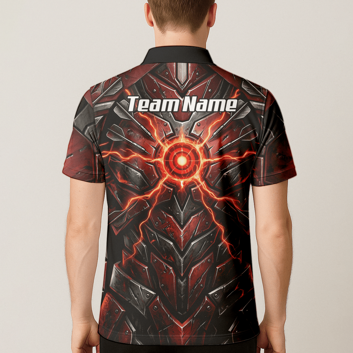 Dart Trikot Herren – Mech - Rüstung Rot Schwarz, Personalisierbar A9366 - Outfitsuche