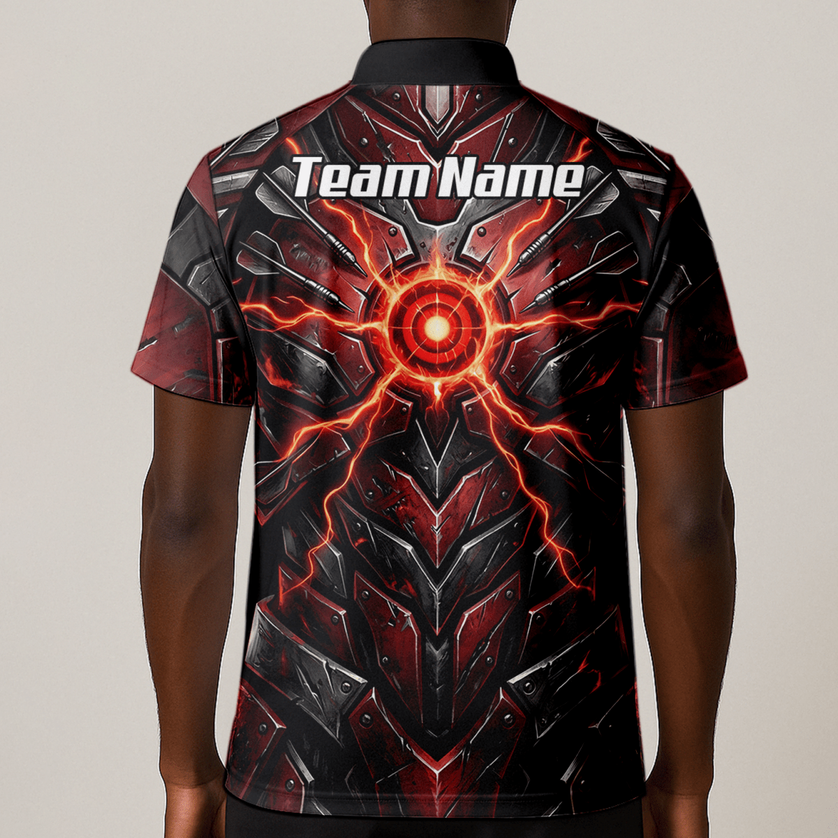 Dart Trikot Herren – Mech - Rüstung Rot Schwarz, Personalisierbar A9366 - Outfitsuche