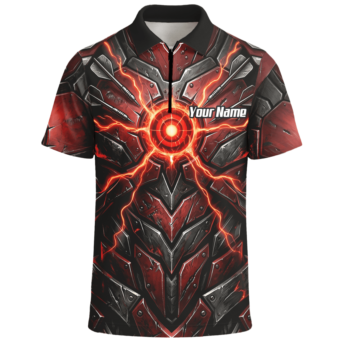 Dart Trikot Herren – Mech - Rüstung Rot Schwarz, Personalisierbar A9366 - Outfitsuche