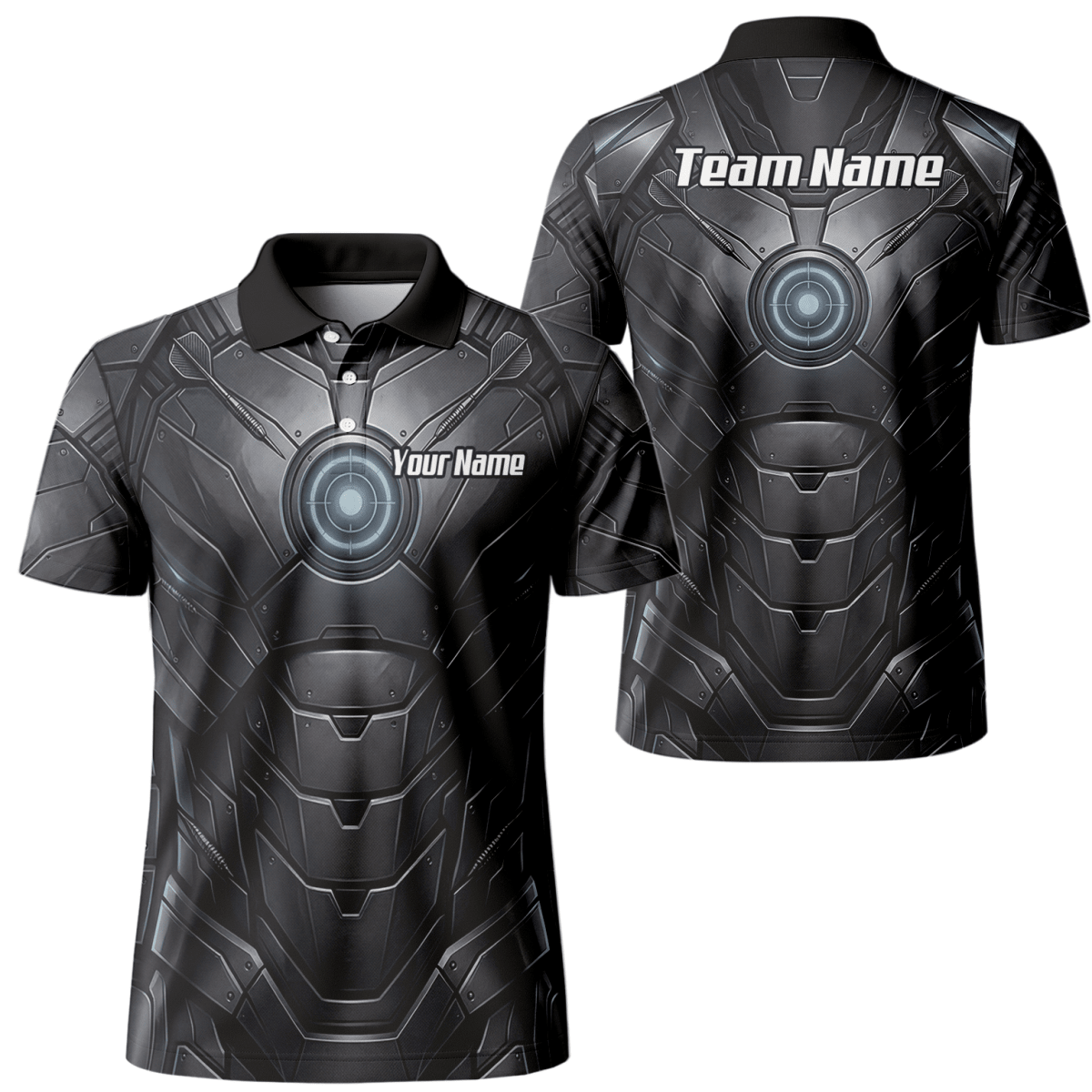 Dart Trikot Herren – Mechanik Rüstung Design Schwarz Personalisierbar K1040 - Outfitsuche