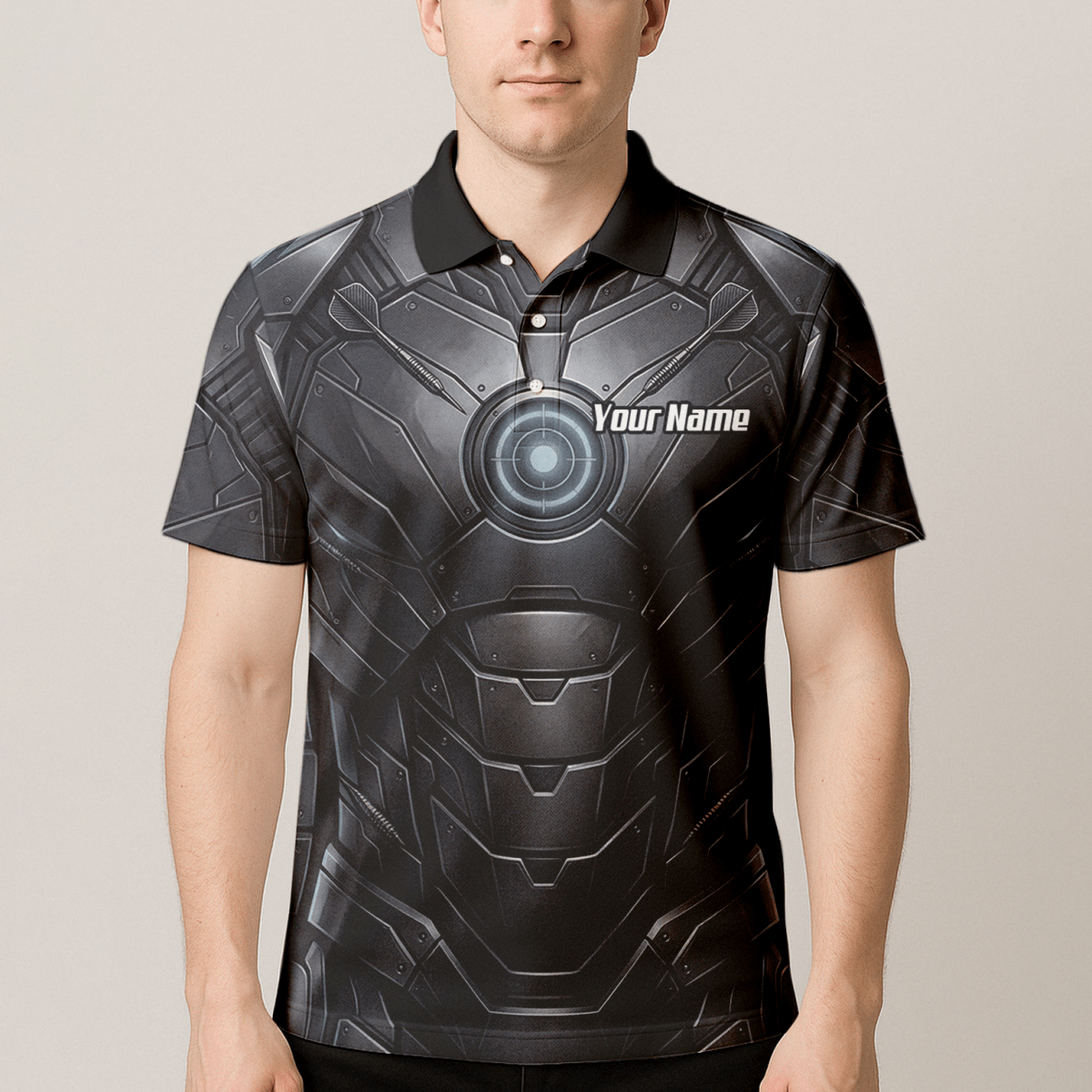 Dart Trikot Herren – Mechanik Rüstung Design Schwarz Personalisierbar K1040 - Outfitsuche
