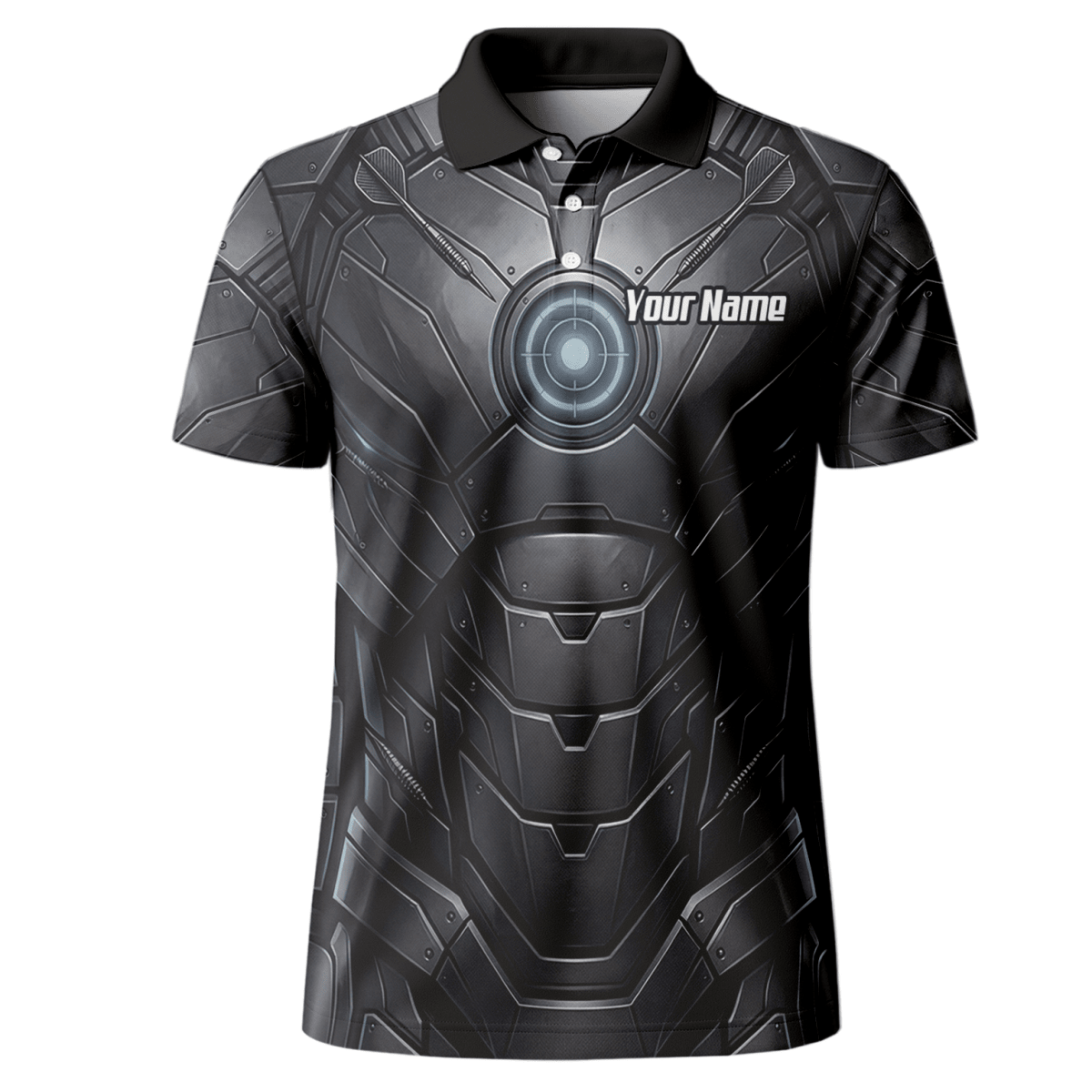Dart Trikot Herren – Mechanik Rüstung Design Schwarz Personalisierbar K1040 - Outfitsuche