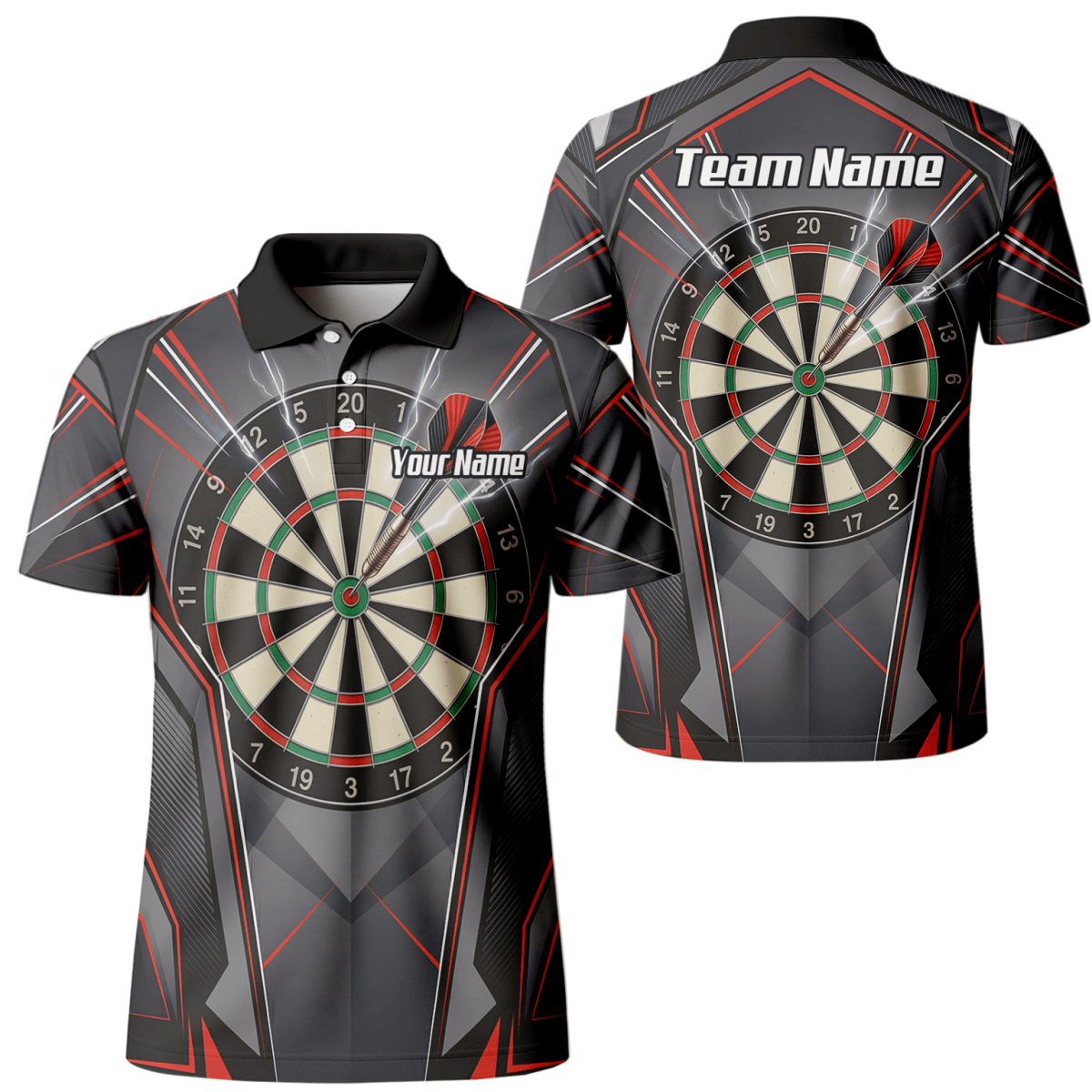 Dart Trikot Herren – Motiv Dartscheibe & Bullseye, Schwarz - Rot B4204 - Outfitsuche