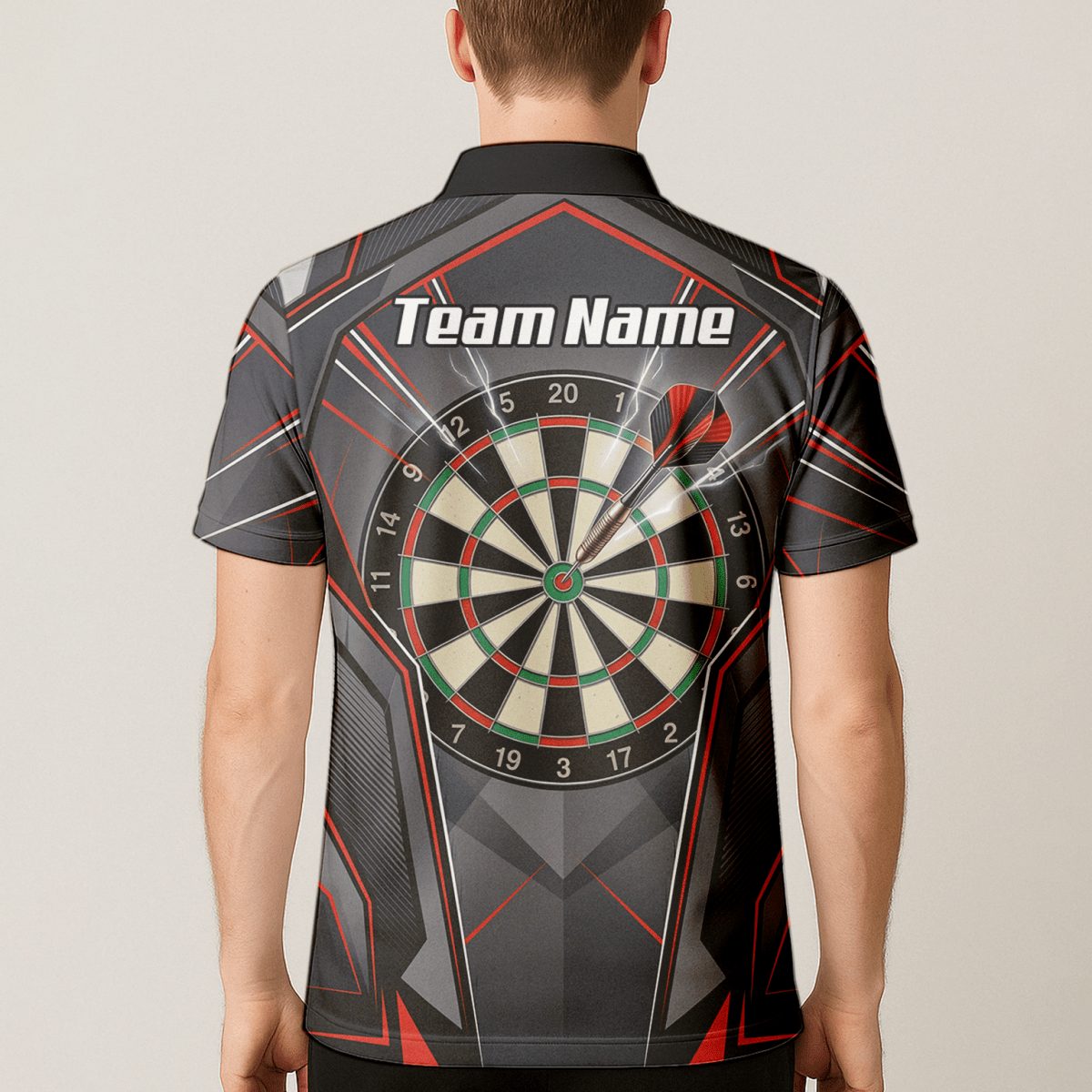 Dart Trikot Herren – Motiv Dartscheibe & Bullseye, Schwarz - Rot B4204 - Outfitsuche
