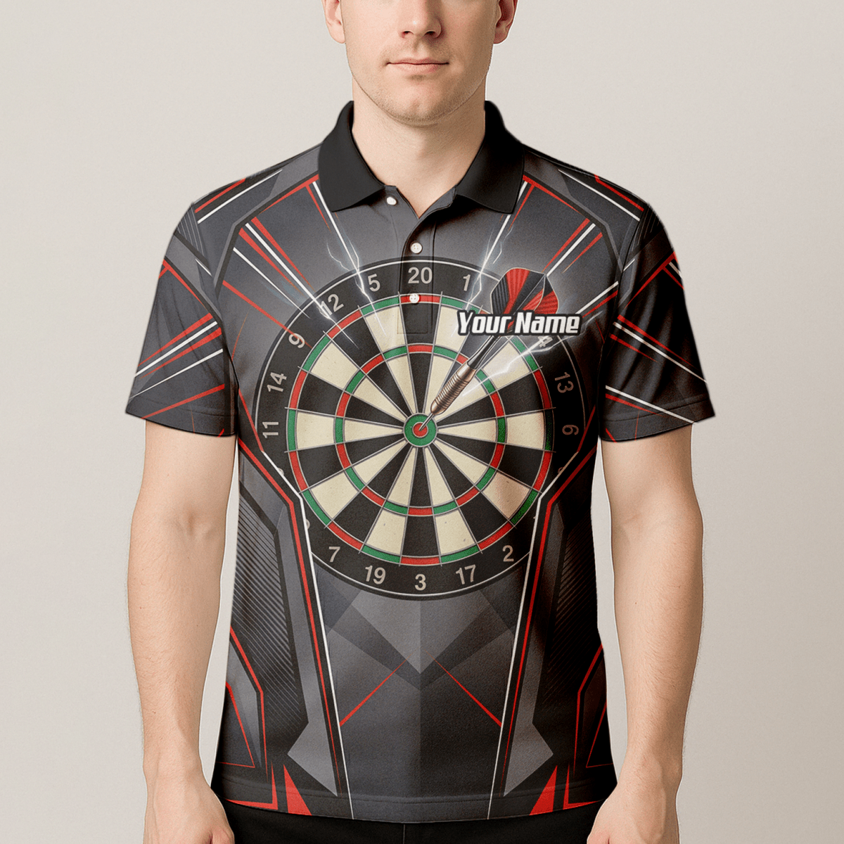 Dart Trikot Herren – Motiv Dartscheibe & Bullseye, Schwarz - Rot B4204 - Outfitsuche